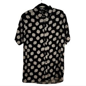 Hot Topic White Ghosts Black Button Down Shirt Halloween Novelty Print M